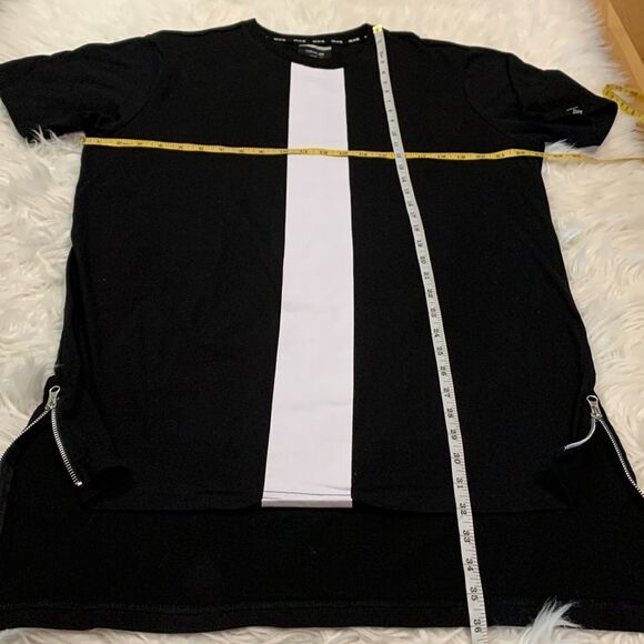 RISE AS ONE long line tunic zip side vents color block crew neck tshirt UNISEX - Picture 7 of 8